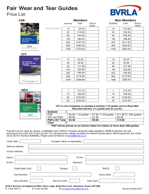 Fair Wear and Tear Guides Order Form