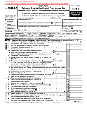 Form 990-EZ Return of Organization Exempt From Income Tax 2016