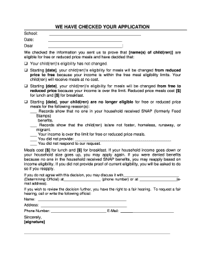 School Meal Eligibility Notice
