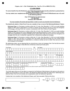 Uber TCPA Settlement Claim Form