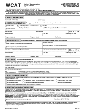 Workers' Compensation Authorization of Representative