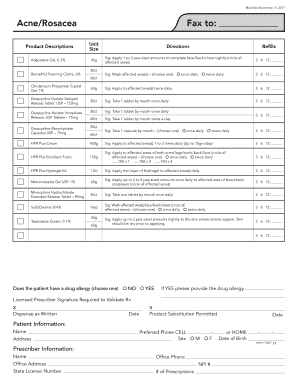 Acne and Rosacea Treatment Prescription Form