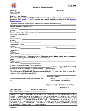 Florida Notice of Commencement Form B05