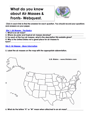 Air Masses & Fronts Webquest