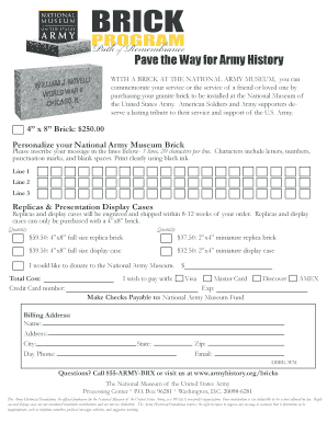 National Army Museum Brick Purchase Form