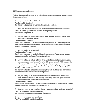 ICE Criminal Investigator Self-Assessment Questionnaire
