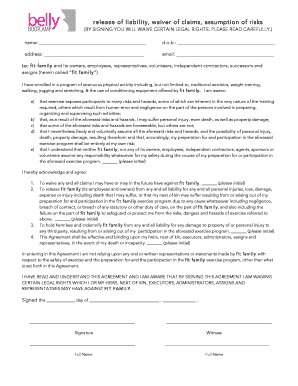 Release of Liability Waiver for Fitness Program