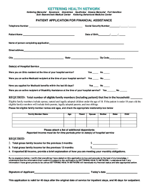 Patient Application for Financial Assistance