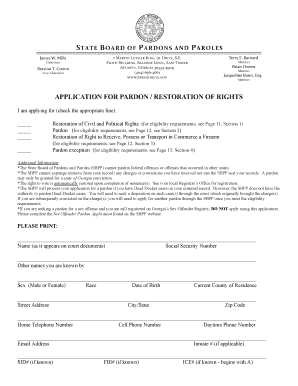 Georgia Pardon and Rights Restoration Application