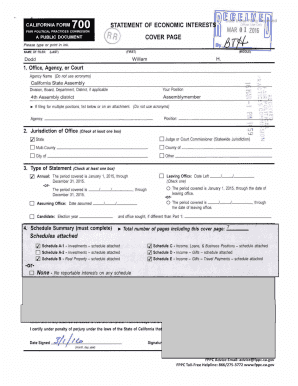 California Form 700 Statement of Economic Interest