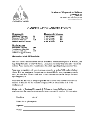 Sundance Chiropractic Cancellation and Consent Forms