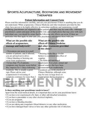 Patient Information and Consent Form for Acupuncture