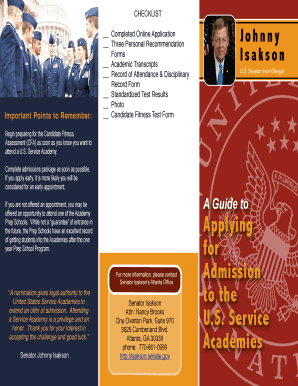 US Service Academy Nomination Checklist
