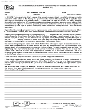 Repair Addendum to Residential Real Estate Agreement