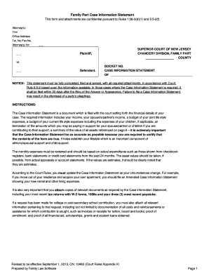New Jersey Family Part Case Information Statement