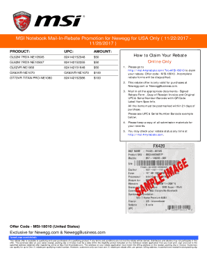MSI Notebook Mail-In Rebate Form