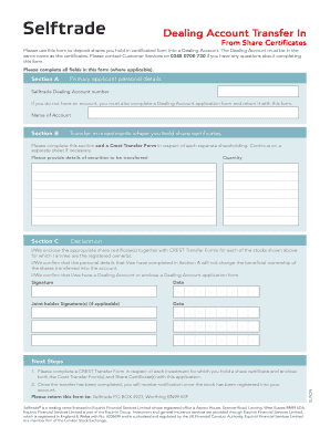 Share Certificate Transfer to Dealing Account