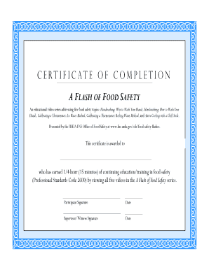 Food Safety Training Certificate