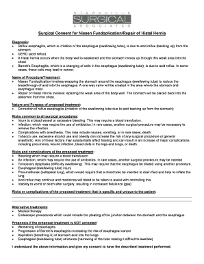 Surgical Consent for Nissen Fundoplication