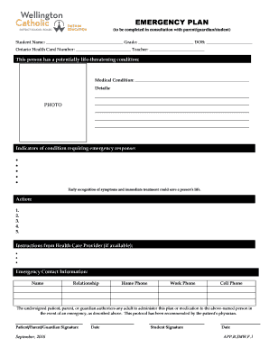 Emergency Plan Form