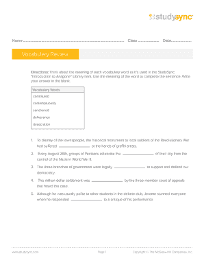 Vocabulary Worksheet