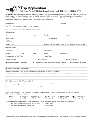 Wilderness Travel Trip Application
