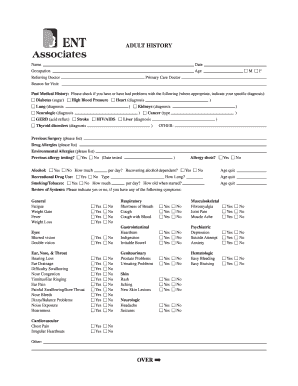 Adult Medical History Form