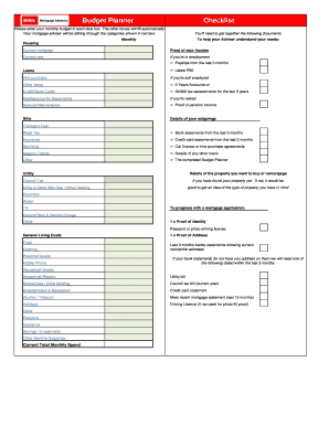 Mortgage Budget Planner Checklist