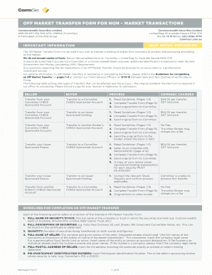 Off Market Transfer Form for Non-Market Transactions