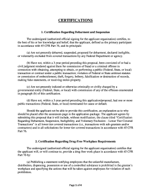 US Federal Grant Certifications