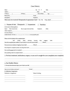 Chiropractic Acupuncture Patient Intake Form