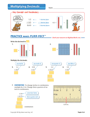 Multiplying Decimals Worksheet