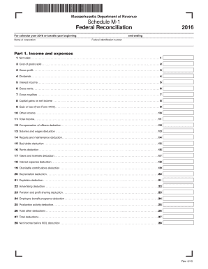 Massachusetts Schedule M-1 2016