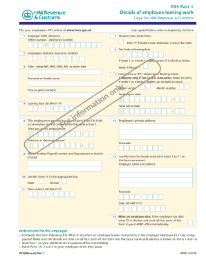 UK P45 Form