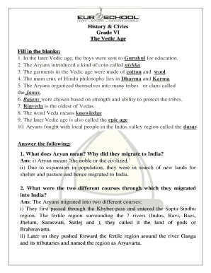 Vedic Age Worksheet