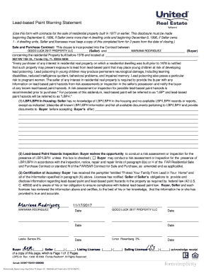 Lead-Based Paint Disclosure Form