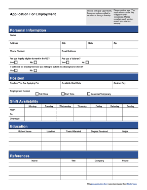 Employment Application Form