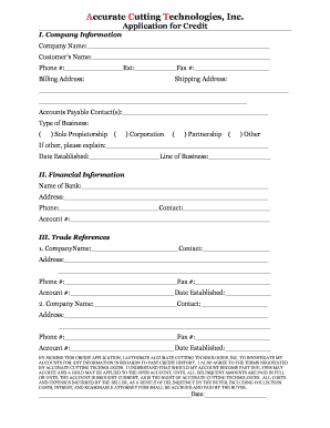 Application for Credit