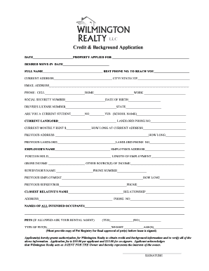 Rental Application Form