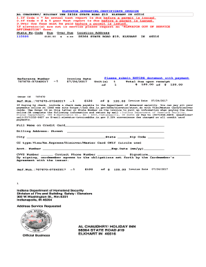 Elevator Operating Certificate Invoice