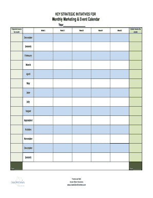 Monthly Marketing and Event Calendar