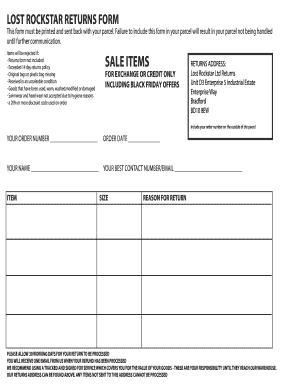Lost Rockstar Returns Form
