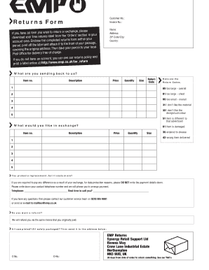 EMP Returns Form