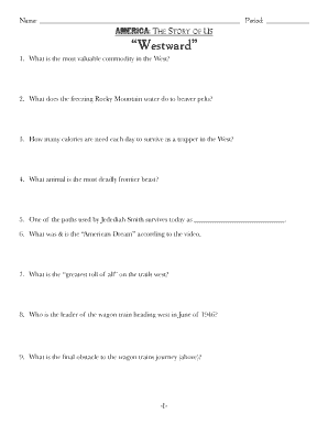 America The Story of US Westward Worksheet