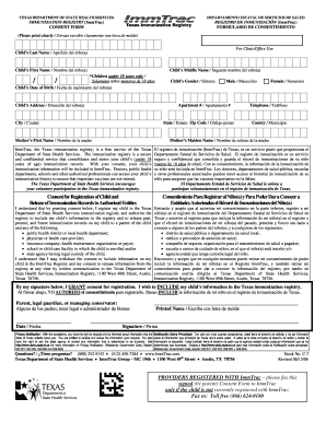Texas Immunization Registry Consent Form