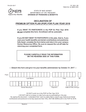New Jersey Premium Option Plan Decline Form