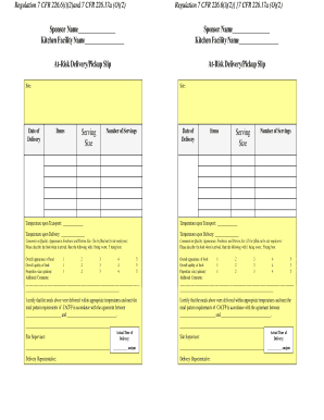 At-Risk Delivery/Pickup Slip