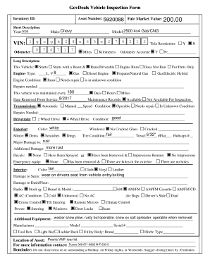 GovDeals Vehicle Inspection Form