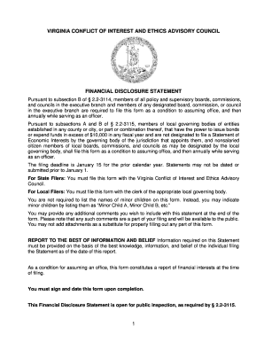 Virginia Financial Disclosure Statement