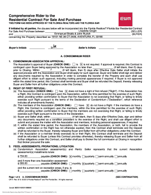Comprehensive Rider to the Residential Contract For Sale And Purchase